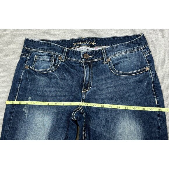 Maurices Womens Cropped Jeans Size 11/12 Long Denim Distressed Blue Low Rise - Picture 7 of 12